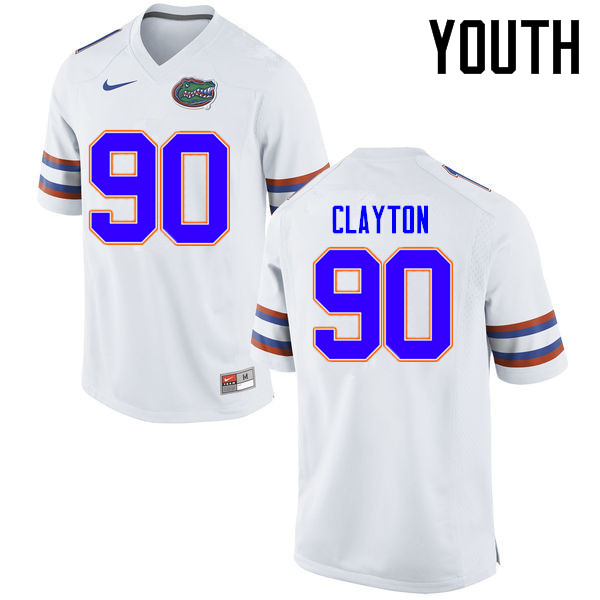 Youth Florida Gators #90 Antonneous Clayton College Football Jerseys Sale-White - Click Image to Close